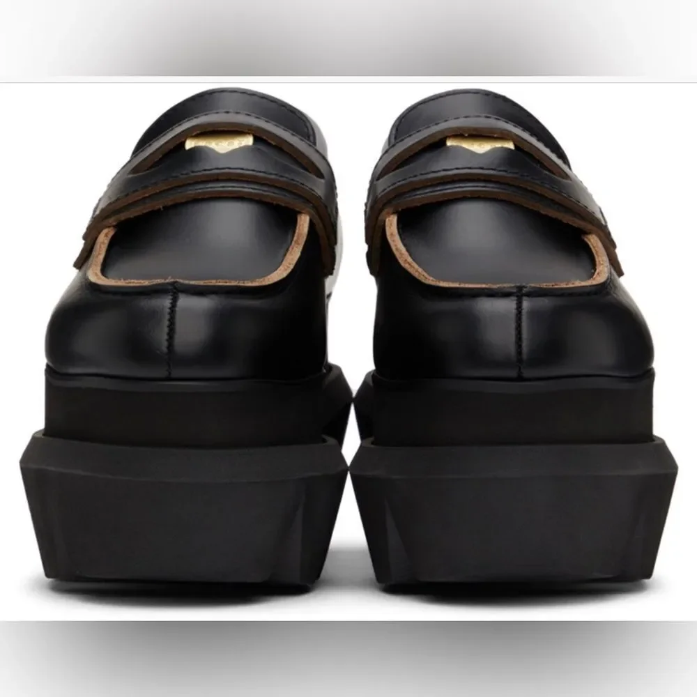 Sacai Black Platform Coin Loafers Size 40